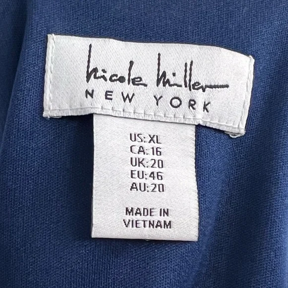 Nicole Miller Strapless Dress with Blue and Gold Floral Pattern - Picture 6 of 7